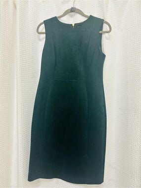 Calvin Klein Sleeveless Dark Green Faux Suede Sheath Dress